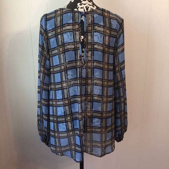Show Me Your MuMu Sheer Window Pane Plaid Long Sleeve Top - Picture 6 of 8